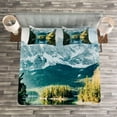 thumbnail image 3 of Ambesonne Winter Quilted Bedspread Set 3 Pcs, Mountain Frozen Lake, King Size, Green White, 3 of 3