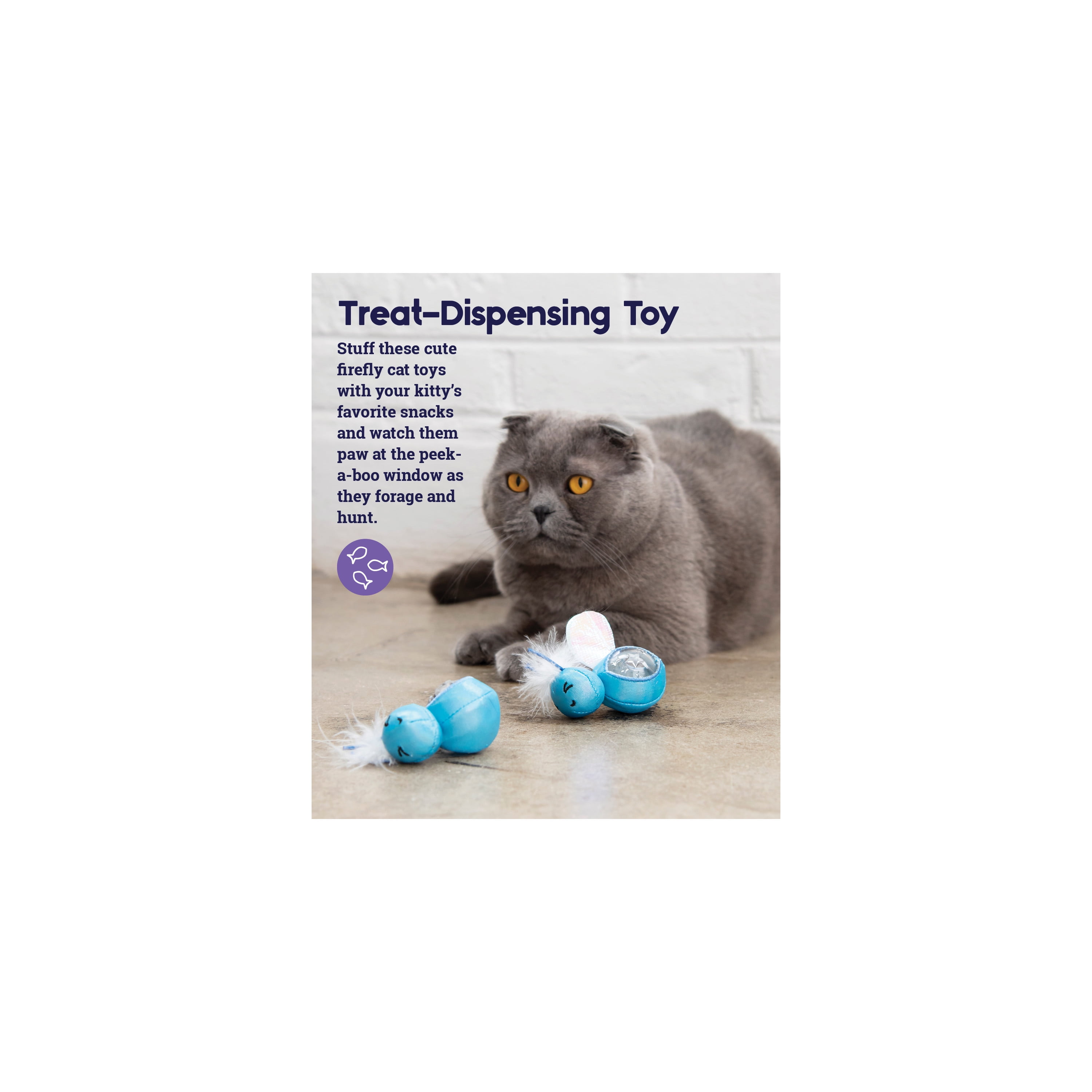 Petstages Firefly Treat Stuffer Glow in the Dark Cat Toy 2 Pack