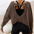 thumbnail image 6 of cfhntfmh Long Sleeve Shirts for Women Trendy Back Cross Cutout Going out Tops Loose Casual Crewneck Baggy T-Shirts, 6 of 7