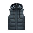 thumbnail image 2 of BAETEUY Men Waistcoat - Stand Collar Hooded Sleeveless Zipper Placket Down Cotton Vest with Pockets, 2 of 8