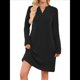 thumbnail image 1 of Vestido Informal de Larga con Bolsillos y Cuello en V para Mujer, Holgado, para Otoño e Invierno Negro M, 1 of 9