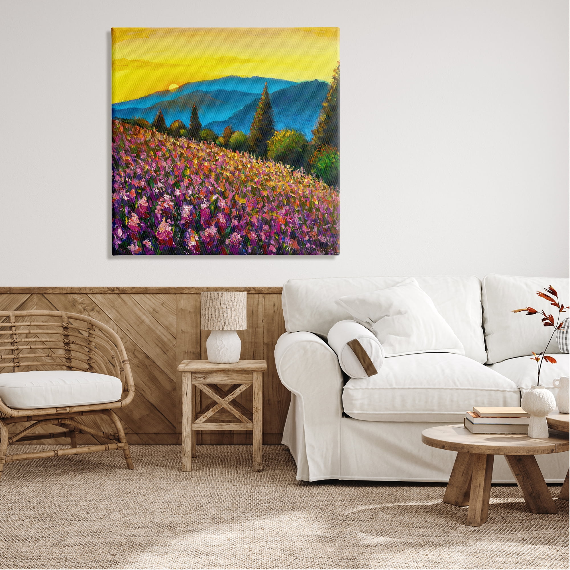 Stupell Industries Vivid Mountain Meadow Scenery Nature Painting Gallery Wrapped Canvas Print Wall Art, 36 x 36