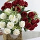 thumbnail image 2 of Ramo de rosas artificiales de varias cabezas con tallo para ramo de novia, boda, fiesta, centro de mesa, decoración del hogar, 2 of 8