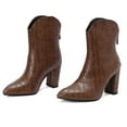 thumbnail image 6 of IUJSOY Womens Ankle Boots Retro High Block Heels Pointed Toe Zip up Short Booties Dressy Pumps, 6 of 9