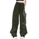 thumbnail image 3 of Pantalones cargo SANGTREE para niños y niñas, cintura alta y elástica, color verde militar, 3 of 4