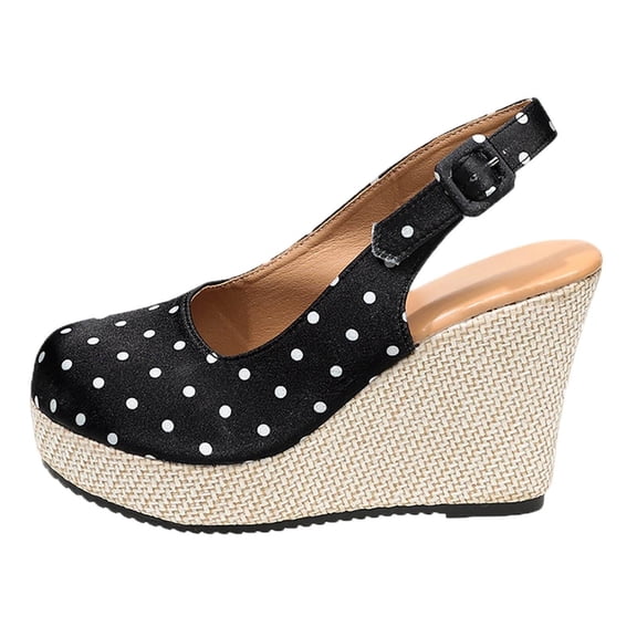 Hurxie Womens Closed Toe Platform Espadrilles Lace Wedge Heel Sandals Black 7.5