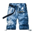 thumbnail image 2 of IROINID Athletic Shorts for Men,Men Casual Solid Zipper Button Multi-pocket Cropped Cargo Shorts Blue M, 2 of 9