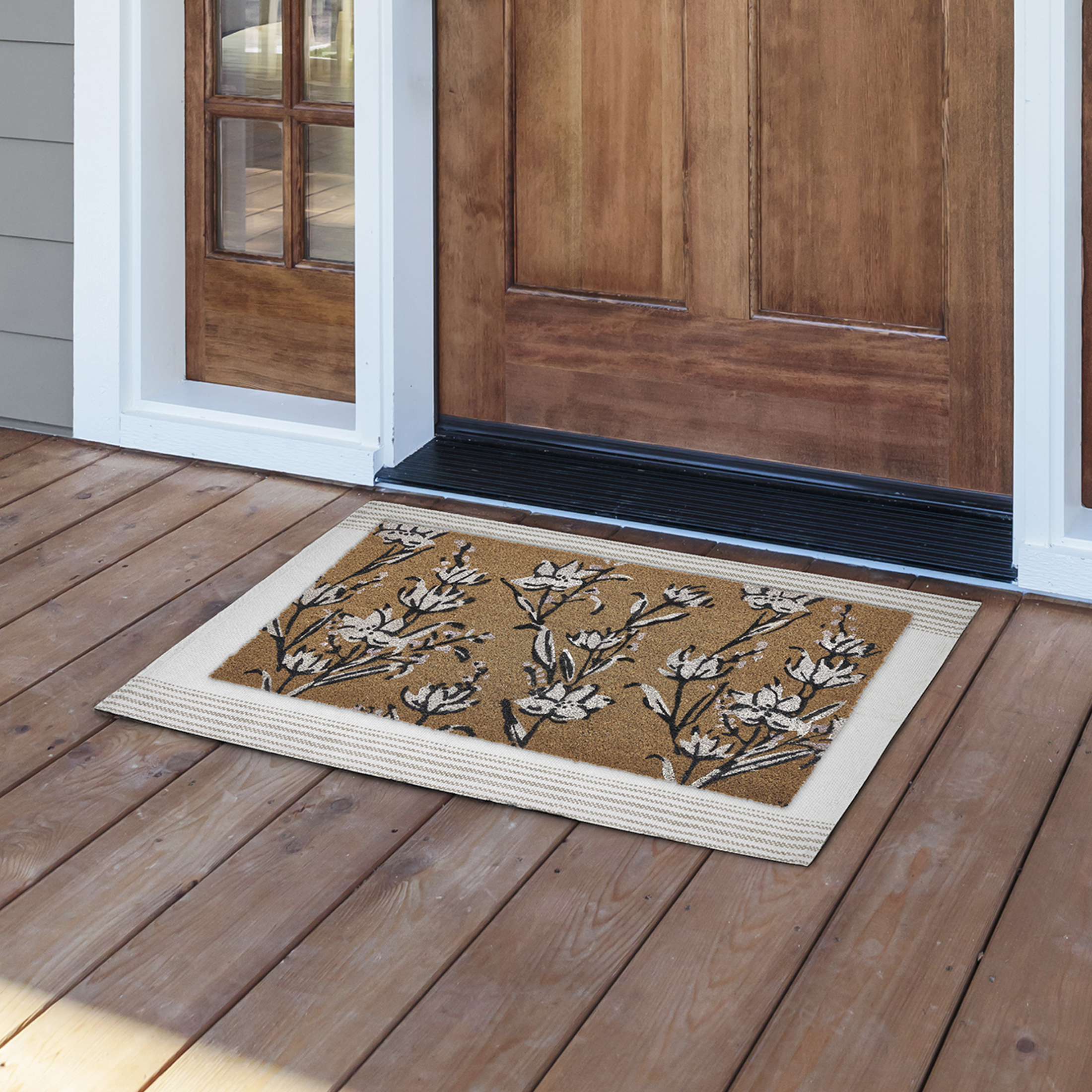 My Texas House Vertical Floral Natural/White Outdoor Coir Doormat, 18" x 30" - image 3 of 5