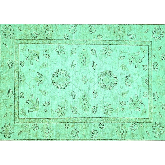 Ahgly Company Indoor Rectangle Oriental Turquoise Blue Traditional Area Rugs, 4' x 6'