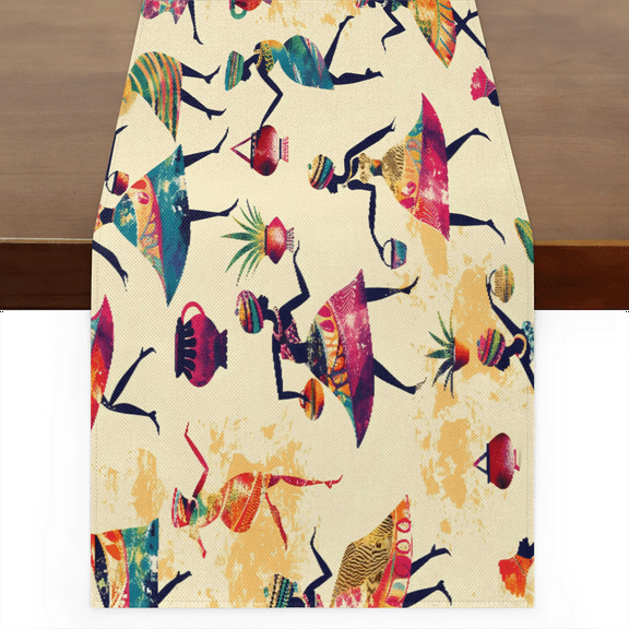 Qzaxky Table Runner Boho Table Runner African Print Bohemian Boho Outdoor Table Runner Decoration for Indoor Outdoor Home Dinner Party Wedding Decor 13 x 36 Inch