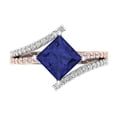 thumbnail image 2 of 2.3075 ct Princess Cut Simulated Tanzanite Solitaire with Accents Engagement Ring for Women in 18K White/Rose Gold, 2 of 2
