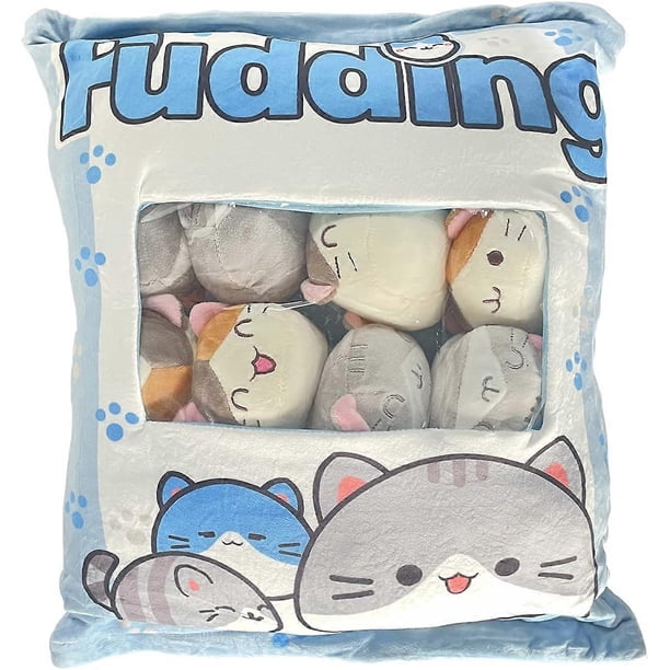 Kawaii Plush Pillow Cushion Cute Snack Bag Pillow with Mini Soft Pudding Plush Stuffed Animal Fluffy Hugging Pillow