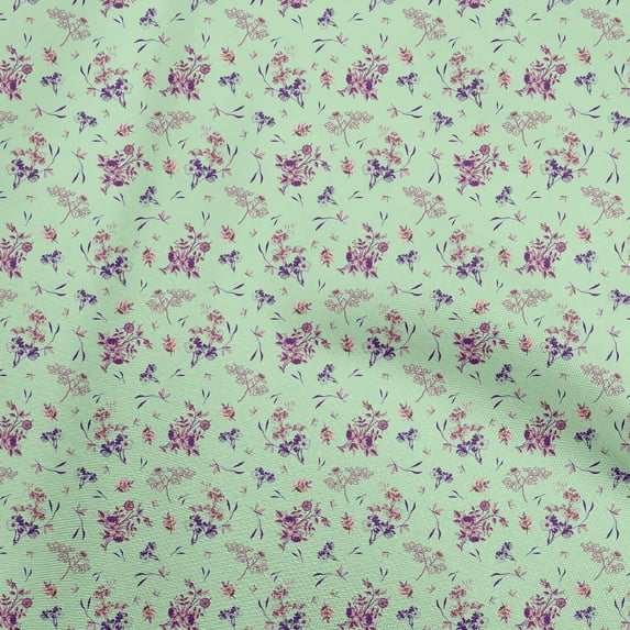 oneOone Cotton Cambric Mint Green Fabric Floral Fabric For Sewing Printed Craft Fabric By The Yard 56 Inch Wide