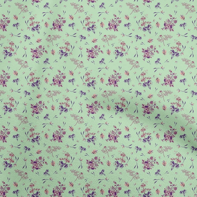 oneOone Georgette Viscose Mint Green Fabric Floral Sewing Craft Projects Fabric Prints By Yard 42 Inch Wide