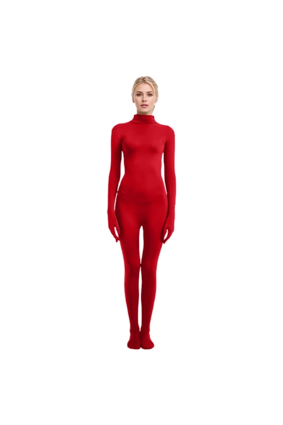 Womens Full Body Bodysuit With Long Sleeves And Legs Solid Color Dance Elastic Tight Fitting Clothes For Performance And Stage