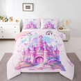 thumbnail image 2 of Erosebridal Ensembles de Couette Château de Rêve Format Simple, Couettes et Duvets Papillon Arc-en-Ciel, Décor Thème Princesse, Réversible 2 Pcs, 2 of 7