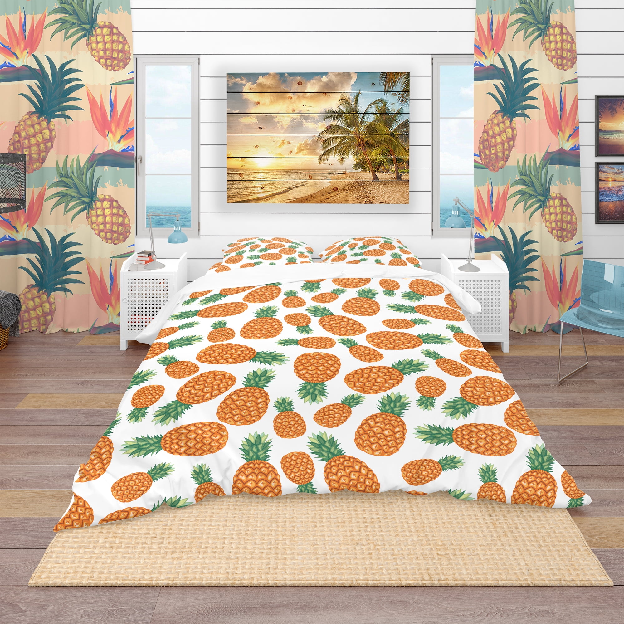 Designart 'Pineapples Fruit Pattern' Tropical Duvet Cover Set