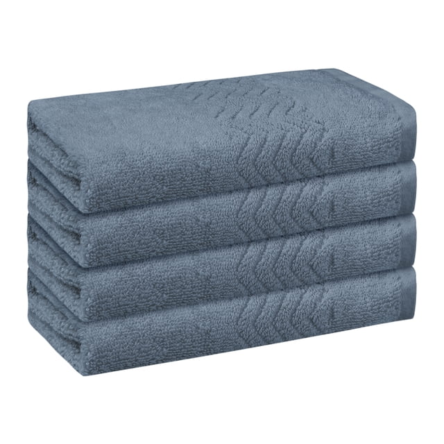 Juego de toallas de algodón REGALWOVEN, toallas de cara altamente absorbentes, paños de lavado multipropósito para baño 13" x 13" azul oscuro 4