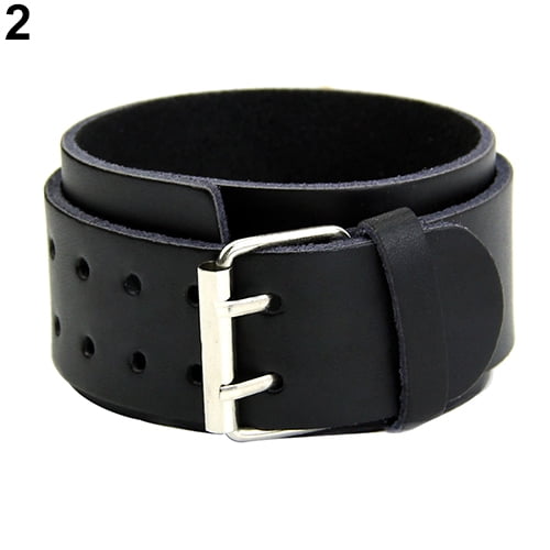 Men's Wide Leather Belt Strap Buckle Adjustable Cuff Bangle Wristband  Bracelet