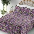 thumbnail image 3 of Ambesonne Lilac Flowers Fitted & Flat Sheet with Shams 4 Pcs Set, Nostalgic Boho Jungle, Full, Pistachio Green Lavender, 3 of 5