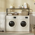 thumbnail image 7 of Washer Dryer Countertop with Shelves, Laundry Countertop with 2-Tier Shelf Over Wooden Washer and Dryer Laundry Room Organization and Storage 54" W x 27.5" D (Oak/Black-2-Tier), 7 of 7