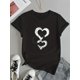 thumbnail image 3 of 1pc Women'S Casual Round Neck T-Shirt with Heart Print, Polyester Knit Short Sleeve Tee, Summer Regular Fit Top with No Pads or Belts Tee For Adult, Men, Women, Teen, Teenager, Adolescent, Youth, 3 of 6
