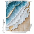 thumbnail image 2 of Coastal Beach Waterproof Fabric Shower Curtain,Nautical Ocean Blue Beige Seaside Waterproof Fabric Shower Curtain for Bathroom Curtains Bathtubs Hotel Shower Curtains with 12 Hooks Standard 66x72, 2 of 8