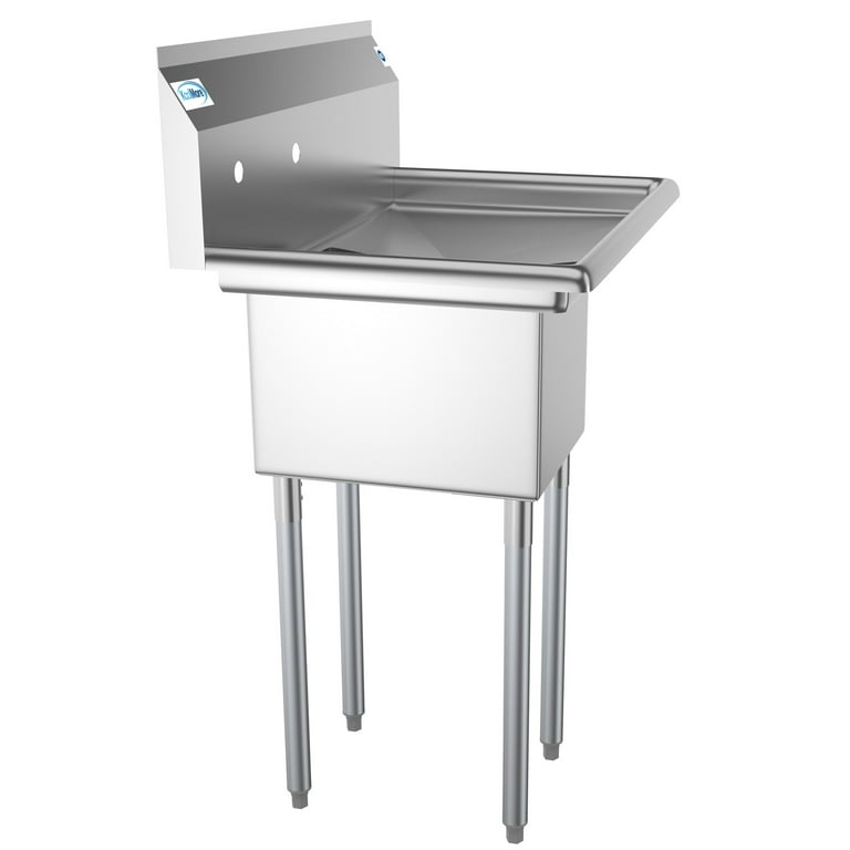 Freestanding Stainless Steel 31 in. 2-Hole Single Bowl Commercial Kitchen Sink Freestanding Stainless Steel 31 in. 2-Hole Single Bowl Commercial Kitchen Sink