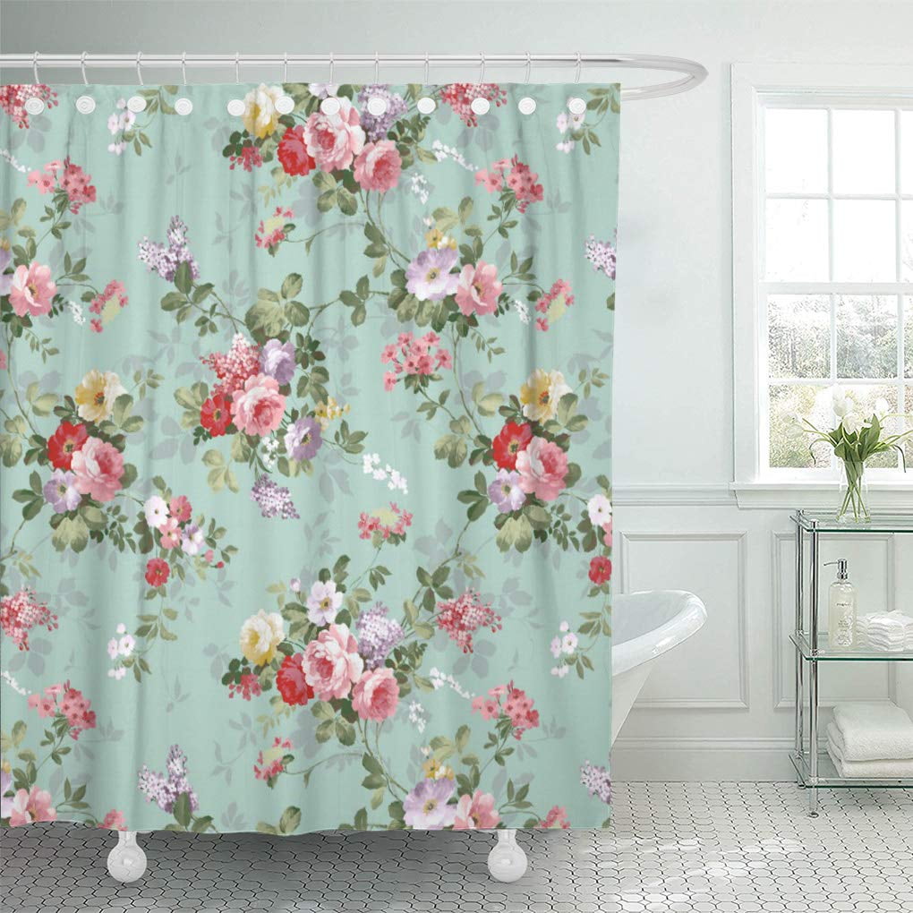 Hot Pink Shower Curtain Vibrant Floral Modern Print for Bathroom 