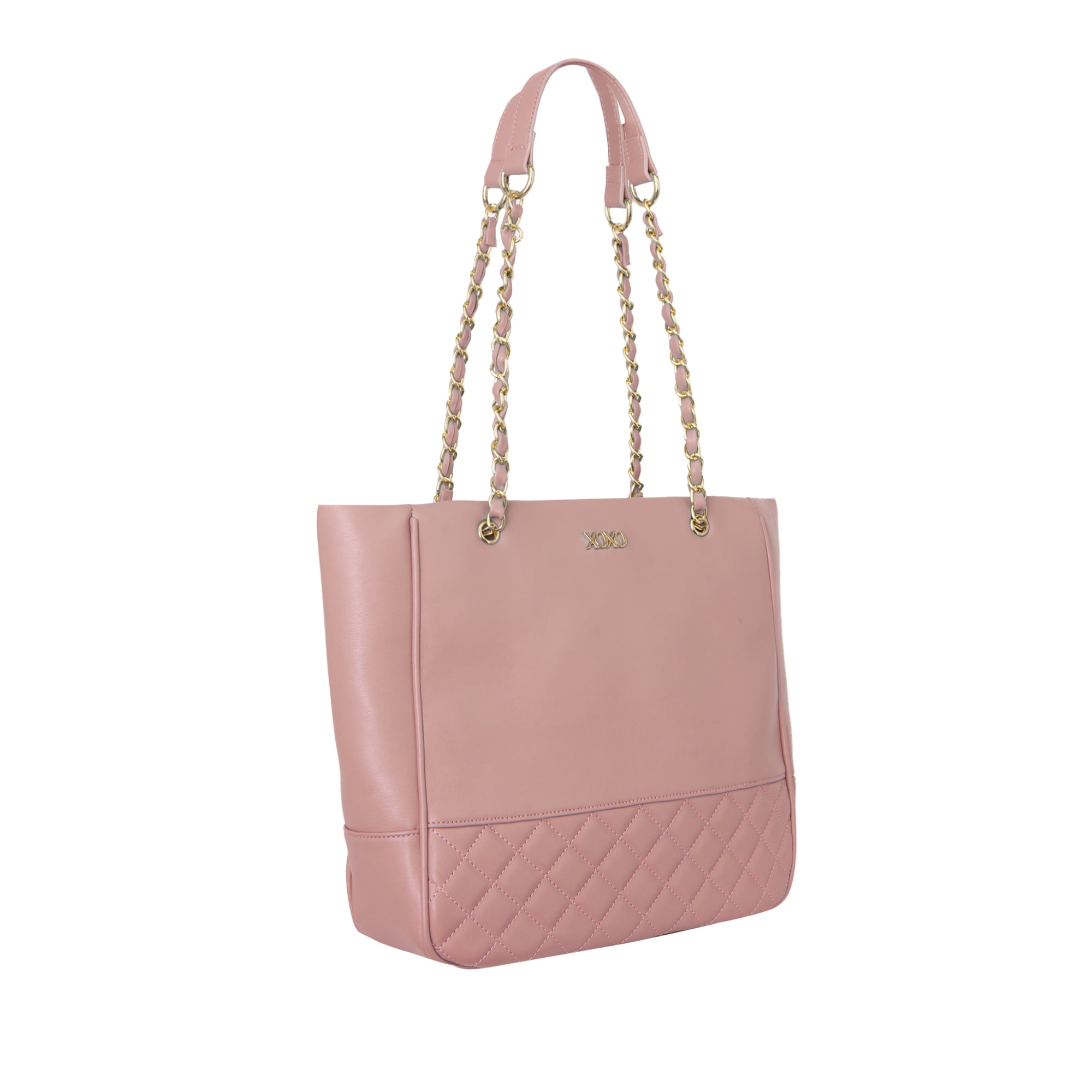 XOXO Women's Rose Vegan Leather Quilted Everyday Tote Bag with Chain Handle