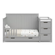 Graco Hadley 5-in-1 Convertible Baby Crib and Changer with Drawer, Pebble Gray
