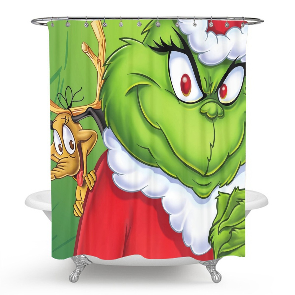 Shower Curtain Grinch Bathroom Decor Grinch Aesthetic Modern Fabric