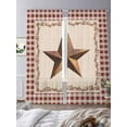 thumbnail image 3 of U.S. Country Rusty Stars Sheer Curtains for Living Room Bedroom, Retro Berries Vine Red Beige Plaid Light Filtering Sheer Curtains, Rod Pocket Voile Window Drapes, 2 Panels Set 52"x 96", 3 of 7