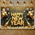thumbnail image 5 of Gold Theme Happy New Year Banner Shiny Design New Year Banner Star Decor Balloon Pattern Celebration Banner for New Year Party Indoor Decoration Holiday Celebration, 5 of 9