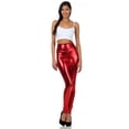 thumbnail image 4 of Sakkas Shiny Liquid Metallic High Waist Stretch Leggings - Made in USA - Red - L, 4 of 8
