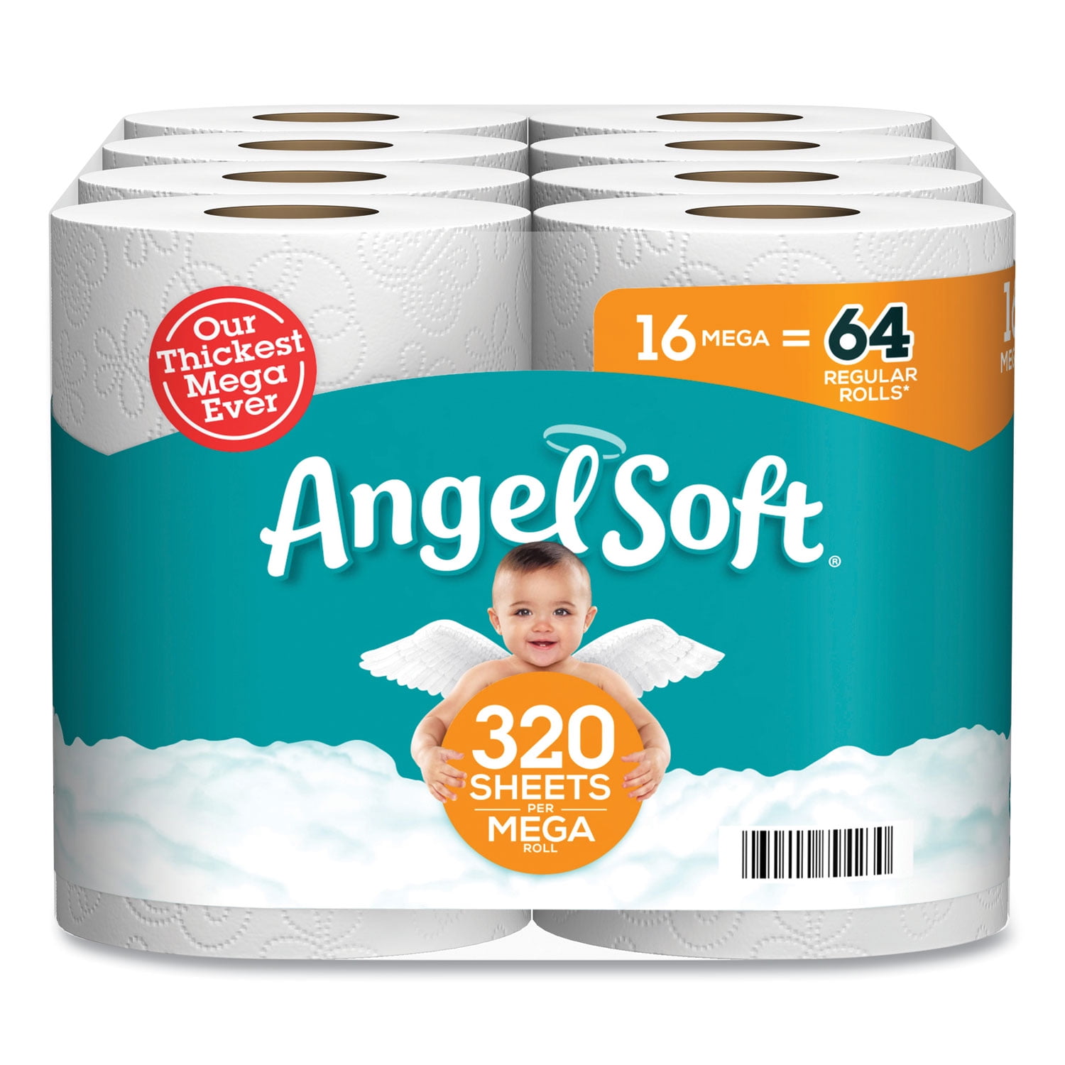 Angel Soft Toilet Paper, 16 Mega Rolls = 64 Regular Rolls, Soft and Strong Toilet  Tissue 