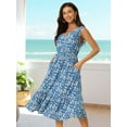 thumbnail image 2 of DARING DIVA Summer V Neck Sleeveless Flowy Midi Dress M Blue, 2 of 7