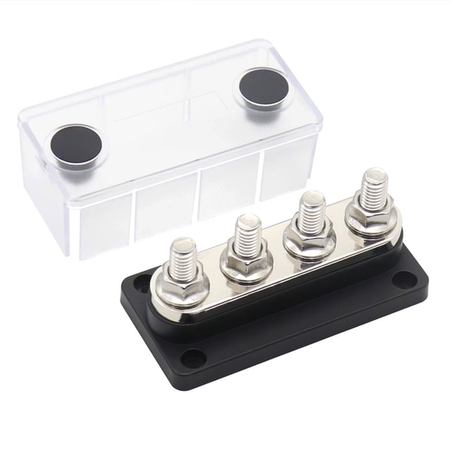 Barra colectora de cobre 300A Bloque de conexiones Prevención de polvo para vehículos de 48V (negro) Tmvgtek Accesorios para autos y motos