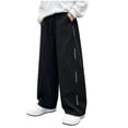 thumbnail image 2 of Bixock Sweatpants for Boys High Waist Straight Leg with Side Pockets Kids Solid Color Loose Casual Joggers Comfortable Workout Activewear Boys Clothings Size 11-12Years, 2 of 6