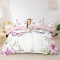thumbnail image 3 of Erosebridal Flying Butterflies Twin Bedding For Teens,Girls Spring Garden Flowers Duvet Cover Set,Pink Purple,Pink Reversible,2pcs,No Comforter, 3 of 5