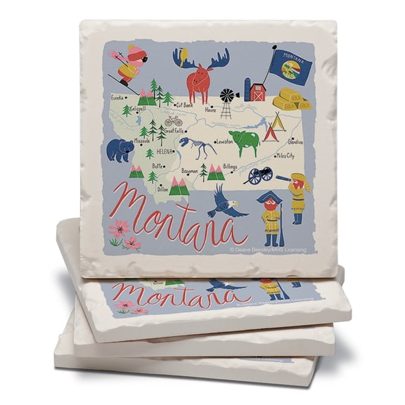 Thirstystone Montana Home Tumbled Tile Coaster 4-Pack