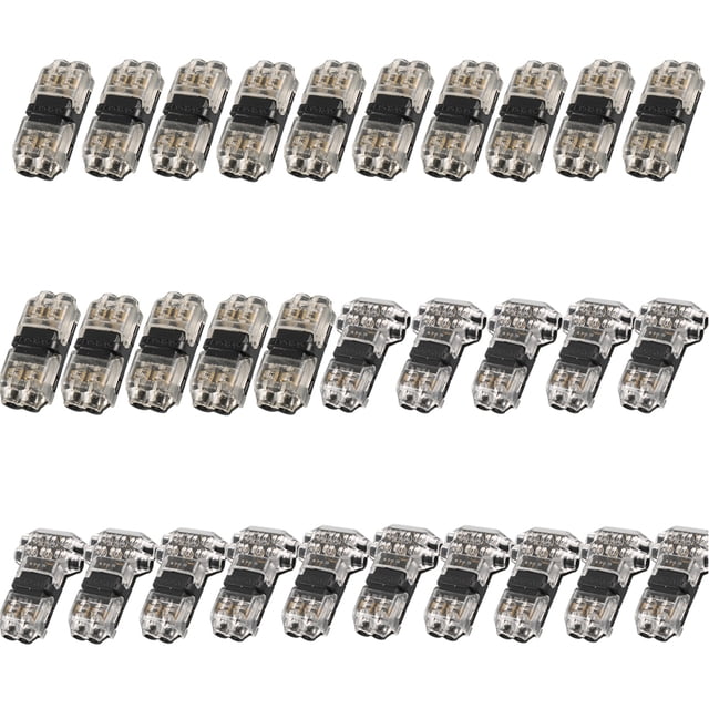 Riwesomey Conectores de cable de 30 piezas, terminales transparentes, tira LED tipo T, conexión automotriz, cableado eléctrico, Audio para coche Vehículos, repuestos y accesorios Mis Riwesomey VI002443-00