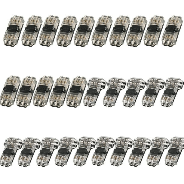 Kenally Conectores de cable de 30 piezas, terminales transparentes, tira LED tipo T, conexión automotriz, cableado eléctrico, Audio para coche Vehículos, repuestos y accesorios Mis Kenally VI002443-00