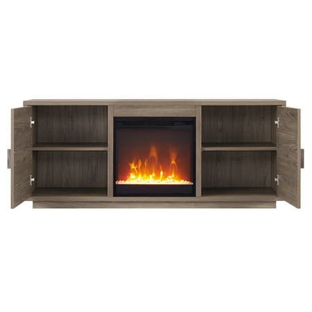 Camden&Wells - Dakota Crystal Fireplace TV Stand for Most TVs up to 65" - Antiqued Gray Oak