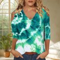 thumbnail image 2 of MEICHEN Tie Dye Long Sleeve Shirts for Women V Neck Pullover Tops Loose Tees Top Summer Fashion Clothing for Women, 2 of 5