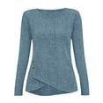 thumbnail image 5 of JGGSPWM Tunic Sweaters for Women Long Sleeve Shirts Crew Neck Tops with Buttons Fall Fashion Outfits Winter Blouses Blue M, 5 of 9