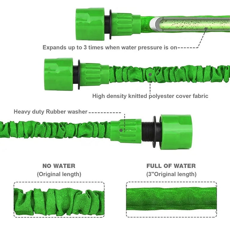 CozyBox 50ft Expanding Garden Hose Heavy Duty Flexible No-Kink Expandable Extra-Strength Water Hose with Multi-Setting Spray Nozzle and Hose Holder Blue Green Black - 25ft 50ft 75ft 100ft 150ft