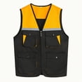 thumbnail image 2 of TOPTIE Reflective Working Vest with 4 Pockets Color Block Zipper Front High Visibility with Reflective Strips-Black-XL, 2 of 6