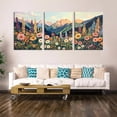 thumbnail image 7 of Framed Mountain Wildflower Wall Art Set of 3 Colorful Floral Landscape Canvas Prints with Daisy and Sunset Boho Botanical Nature Wall Decor for Living Room Bedroom Rustic Farmhouse12x16in, 7 of 7