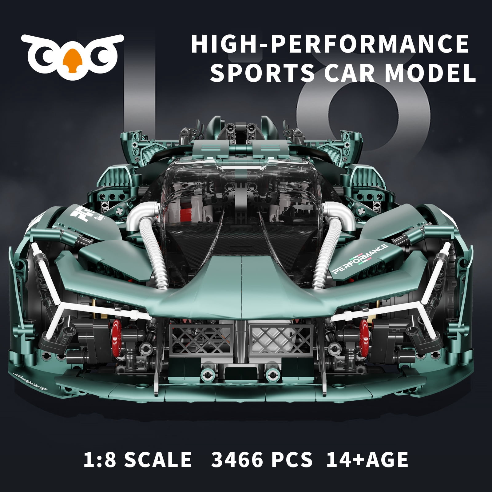QOQ Adult Collectible Model Cars Building Block Super Car Model Kits 1:8 Scale Birthday Gift for Men